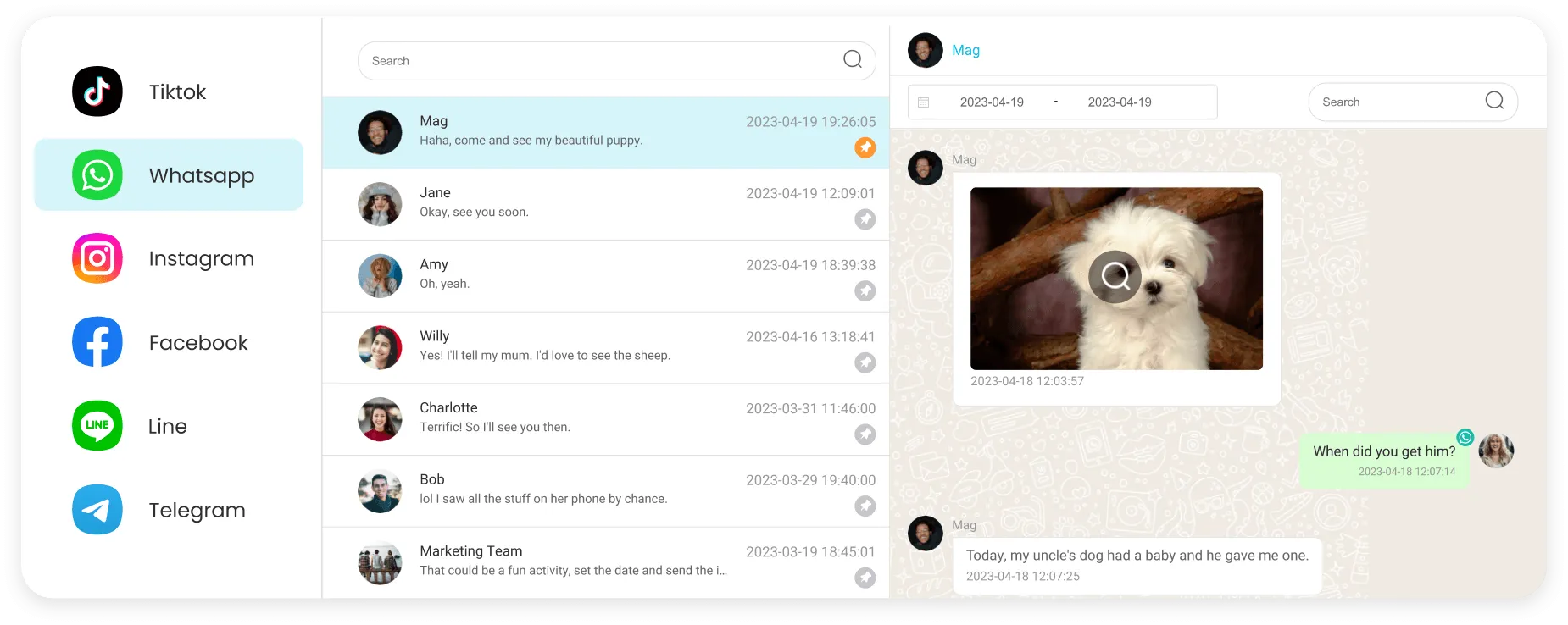 Social app activity monitoring
